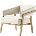 Single Sofa Modern Minimalist Design With Beige Fabric And Wooden Frame