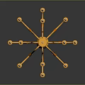 Elegant Golden Chain Hung Chandelier With Multiple Arms And Candle Shaped Lights For Home Decor