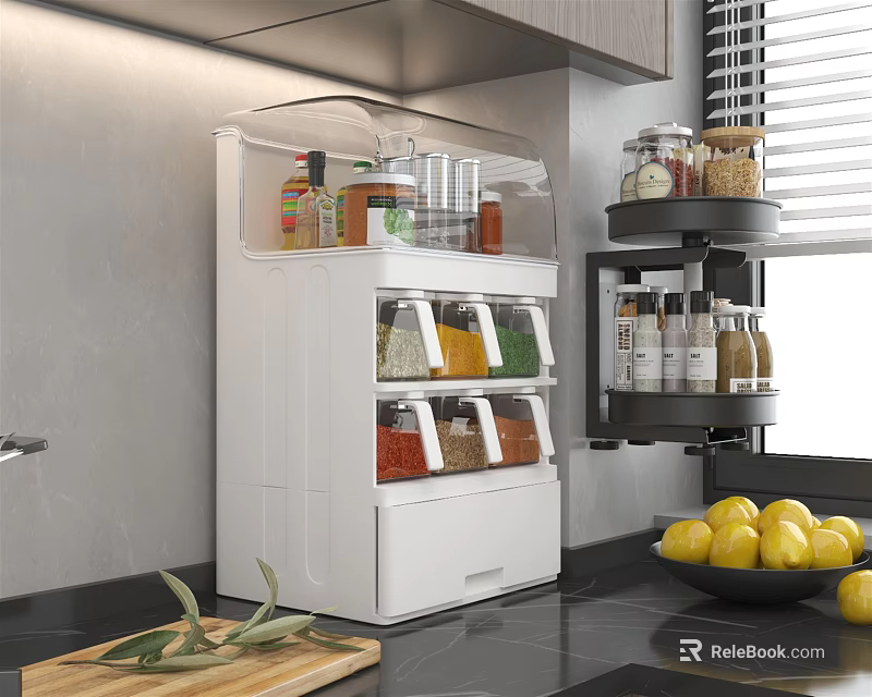 Modern Bathroom Cabinet Rack With Multiple Drawers And Transparent Storage Compartments 3d model