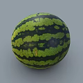Single Whole Fresh Ripe Juicy Watermelon With Green Yellow Striped Exterior