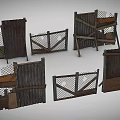 Old Rustic Fences With Rusted Metal Panels Wooden Frames And Wire Mesh