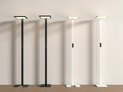 Modern Minimalist Outdoor Floor Lamps With Square Heads Black And White Stable Bases 3d model