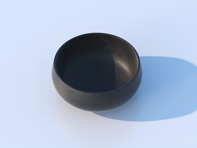 Modern Minimalist Black Dinnerware Set With Smooth Round Bowl On Light Background 3d model