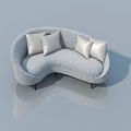 Gray Curved Sofa With White Cushions On Gray Background And Reflection 3d model