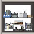 Folder Stationery Office Supplies Storage Rack File Box Folder File Basket Pen Holder Calculator 3d model