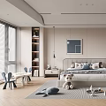 Modern Kids Bedroom With Toys Cozy Decor And Light Wood Flooring