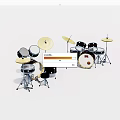 Professional Musical Instrument Drum Set With Drums Cymbals And Percussion Components 3d model