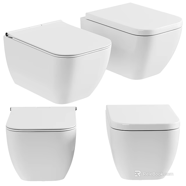 Modern Wall Mounted White Toilets Featuring Sleek Design And Clean Lines 3d model