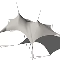 White Tensile Membrane Architectural Structure With Modern Design And Support Poles 3d model