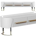 Modern TV Stand Designs in White Light Wood Black with Gold Handles and Metal Legs