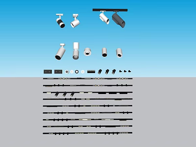 Various Types of Downlights and Spotlights with Installation Parts for Home Lighting 3d model
