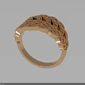 Fashionable Rose Gold Ring Adorned With Red Gemstones And Intricate Filigree Design Details