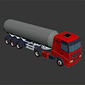 Red Tanker Truck With Silver Cylindrical Tank And Multiple Wheels 3d model