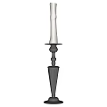 Elegant Black Metal Candle Lamp With Decorative Stand And White Wax Candle
