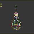 Wireframe Light Bulb Pendant Lamp With White Metal Structure And Hanging Chain