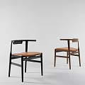 Modern Minimalist Armchair With Black Brown Frame And Brown Leather Seat Design