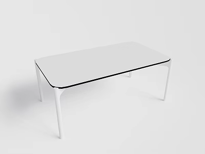 Modern White Dining Table With Rectangular Smooth Surface And Sleek Legs 3d model