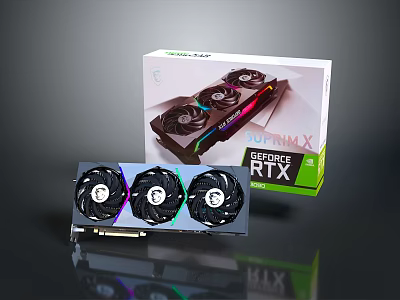 High Performance RTX Graphics Card with Three Cooling Fans RGB Lighting Prime X 3d model