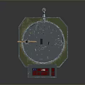Scientific Experiment Apparatus With Green Base Cylindrical Body Pipes Gauges Knobs And Hanging Parts