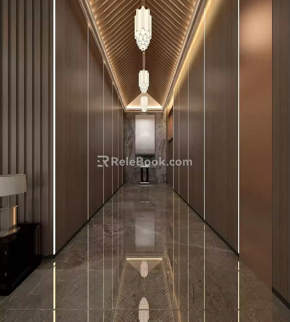 Modern Average Hotel Lobby 3d model