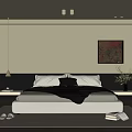 Minimalist Bedroom Interior Design With Platform Bed Artwork And Large Window View 3d model