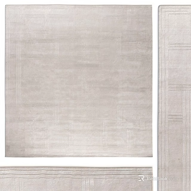 Modern Square Rug With Geometric Line Patterns For Living Room Home Decor 3d model 