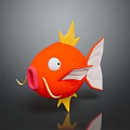 Cute Orange Cartoon Style Fish With Yellow Fins White Tail Big Eyes And Pink Mouth