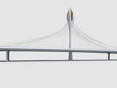 Modern Cable Stayed Bridge With Unique Tower Design And White Structural Elements 3d model