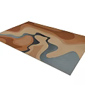 Modern Square Rug With Abstract Organic Shapes In Brown Beige Blue Orange Tones