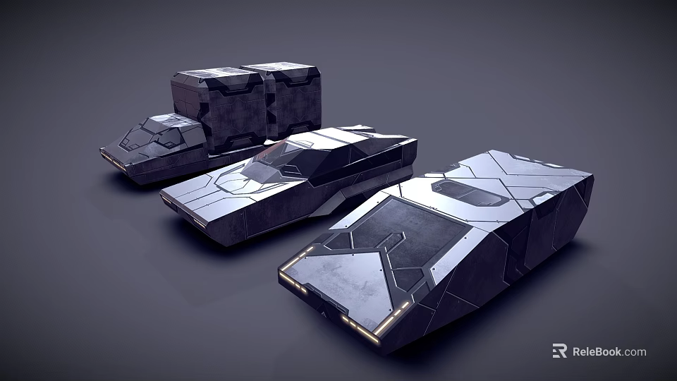 Futuristic Geometric Concept Cars With Angular Metallic Design And Sleek Surfaces 3d model 