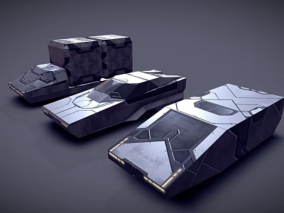 Futuristic Geometric Concept Cars With Angular Metallic Design And Sleek Surfaces 3d model