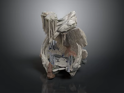 Abstract Sculpture With Irregular Rock Like Texture Hanging Formations And Layered Design 3d model