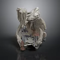 Abstract Sculpture With Irregular Rock Like Texture Hanging Formations And Layered Design