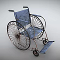 Sturdy Mobility Wheelchair Featuring Blue Padded Seat Metal Frame And Large Wheels