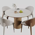 Modern Round Dining Table Set With Wooden Base And Mixed Color Upholstered Chairs