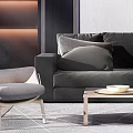 Modern Sofa Coffee Table Set With Throw Pillows Accent Chair And Chandelier