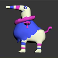 Vibrant 3D Cartoon Bird Character With Long Beak Plump Body Blue Pink White Purple