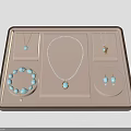 Elegant Turquoise Jewelry Collection Including Necklace Bracelet Earrings In Brown Tray