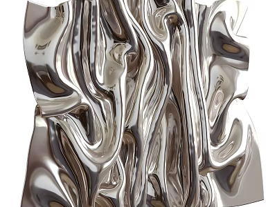 Silver Wavy Metal Wall Decor with Modern Sculptural Design for Interior Spaces 3d model