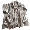 Silver Wavy Metal Wall Decor with Modern Sculptural Design for Interior Spaces