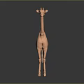 Orange 3D Giraffe Model Standing Tall On Black Background With Reflection 3d model