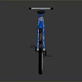 Blue Bicycle With Modern Minimalist Design Black Seat Handlebar And Silver Spokes