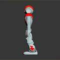 Red And White Humanoid Robot Figure With Rounded Head Shoulders Hands And Feet Design