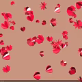 Decorative Ornament Set with Scattered Red Petals on Light Brown Background 3d model