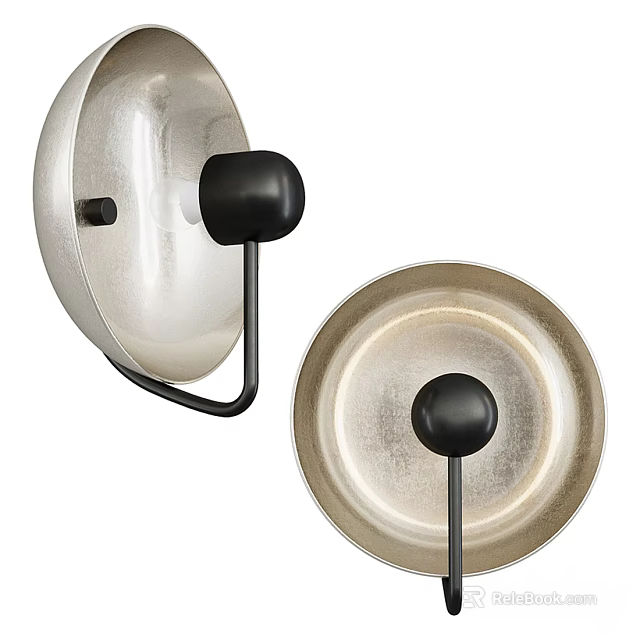 Modern Silver Wall Light With Black Knob For Home Interior Decor 3d model 