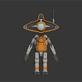 Orange And Gray Mechanical Robot With Hat Like Top Circular Eye And Antenna