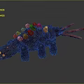 Fantasy Game Movie Character With Spiked Back Red Tentacles And Orange Spots