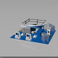 Modern ALSHIFT Exhibition Booth Design With Digital Screens And Blue Carpet