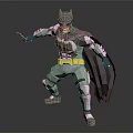 Low Poly Style Batman Figure With Dynamic Pose Flowing Cape Utility Belt And Armored Suit