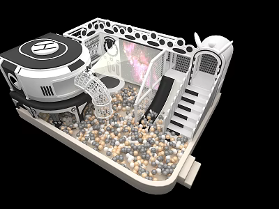 Modern Indoor Children Play Equipment With Ball Pool Slide Stairs And Colorful Balls 3d model